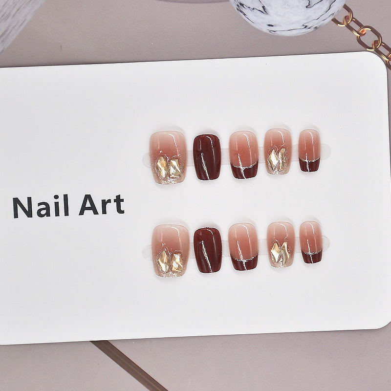 Elegant Foil and Floral Press-On Nail Set Stornfield