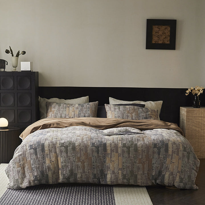 Luxury Textured Stone-Pattern Duvet Cover Set with Pillow Shams