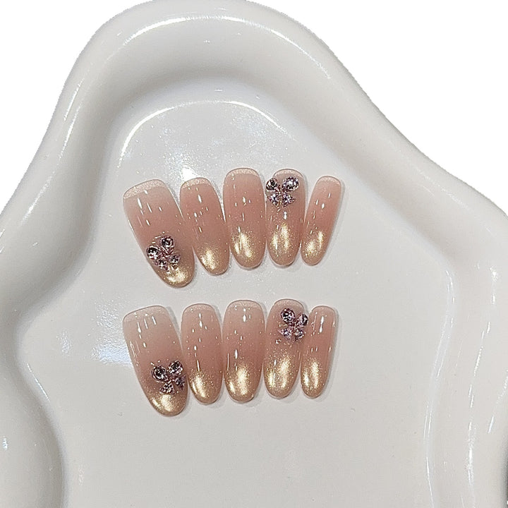 Elegant artificial nails with glitter and floral design Stornfield