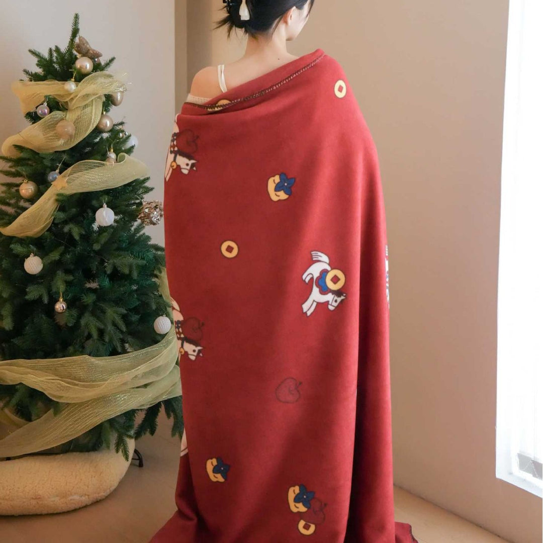 Plush Decorative Fleece Throw Blanket with Star-Pony Motif
