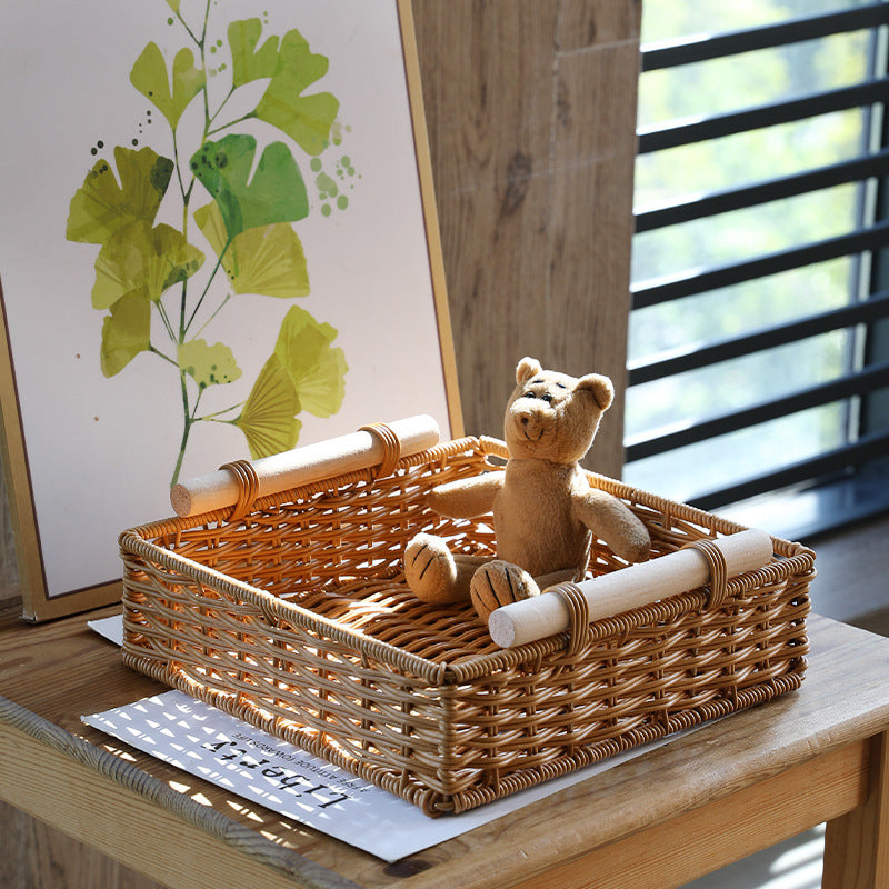 Unisex Practical Storage Basket with Wooden Handles Stornfield