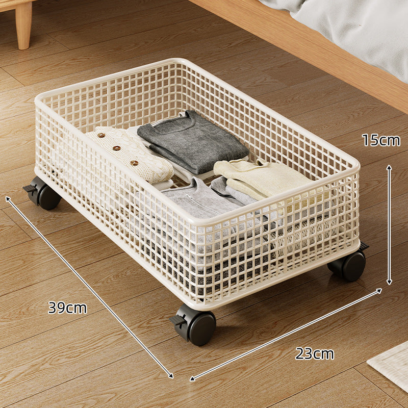 Low-Profile Metal Mesh Under-Bed Storage Basket