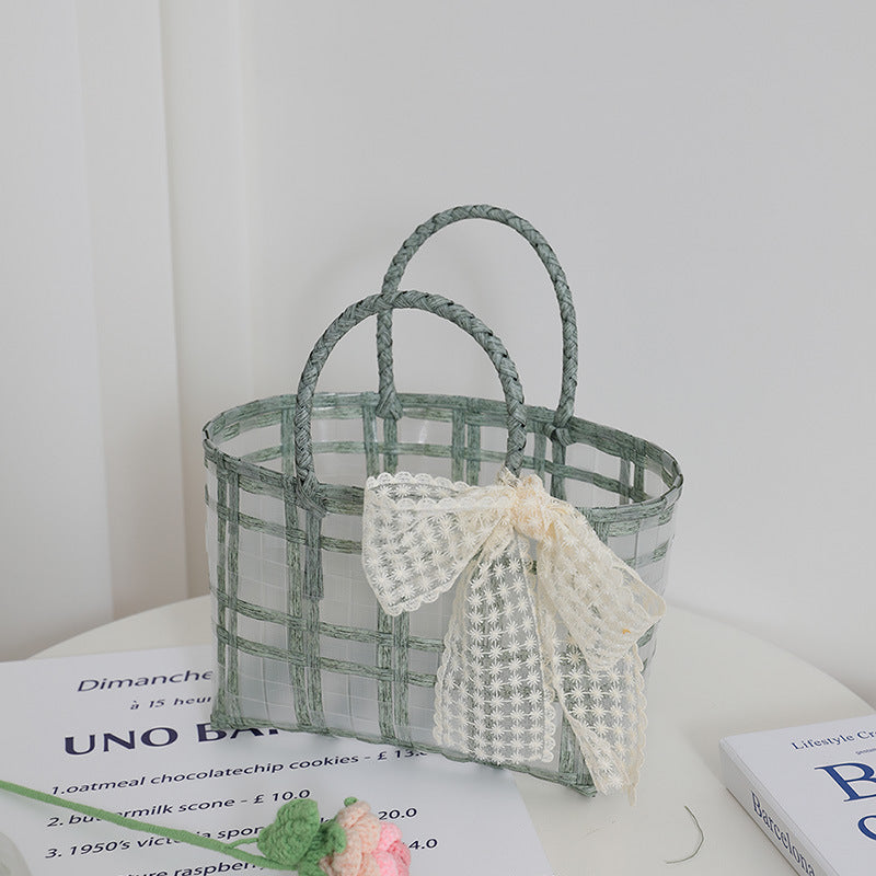 Handcrafted basket bag with elegant bow applique Stornfield
