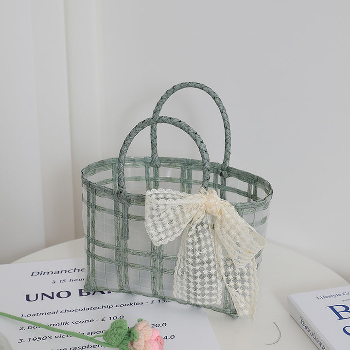 Handcrafted basket bag with elegant bow applique Stornfield