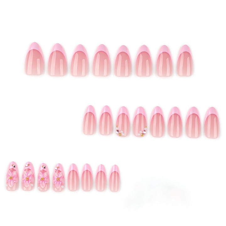 Press-On Nail Art Set with Floral Embellishments Stornfield