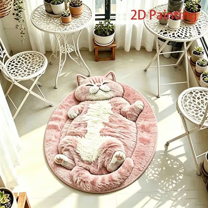 Plush Cat-Shaped Floor Mat