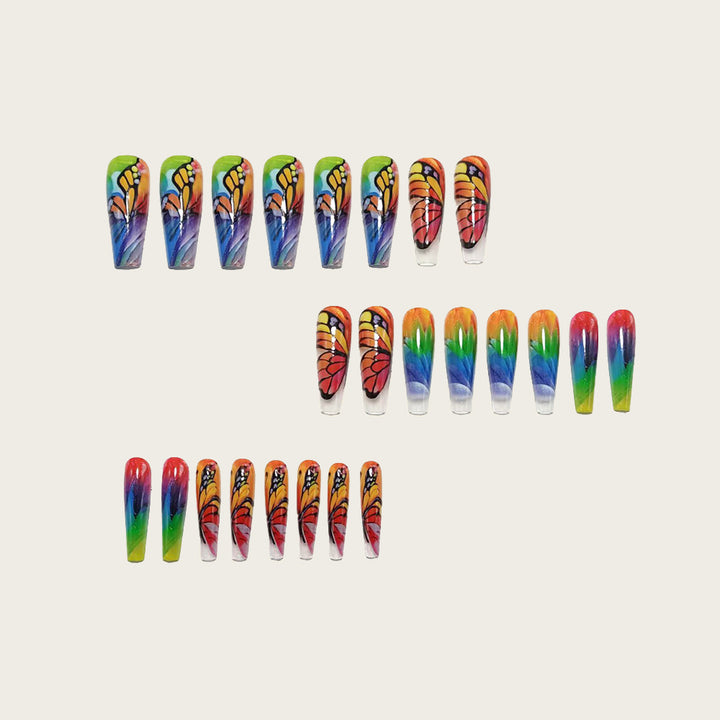 Artificial nails with colorful butterfly design Stornfield