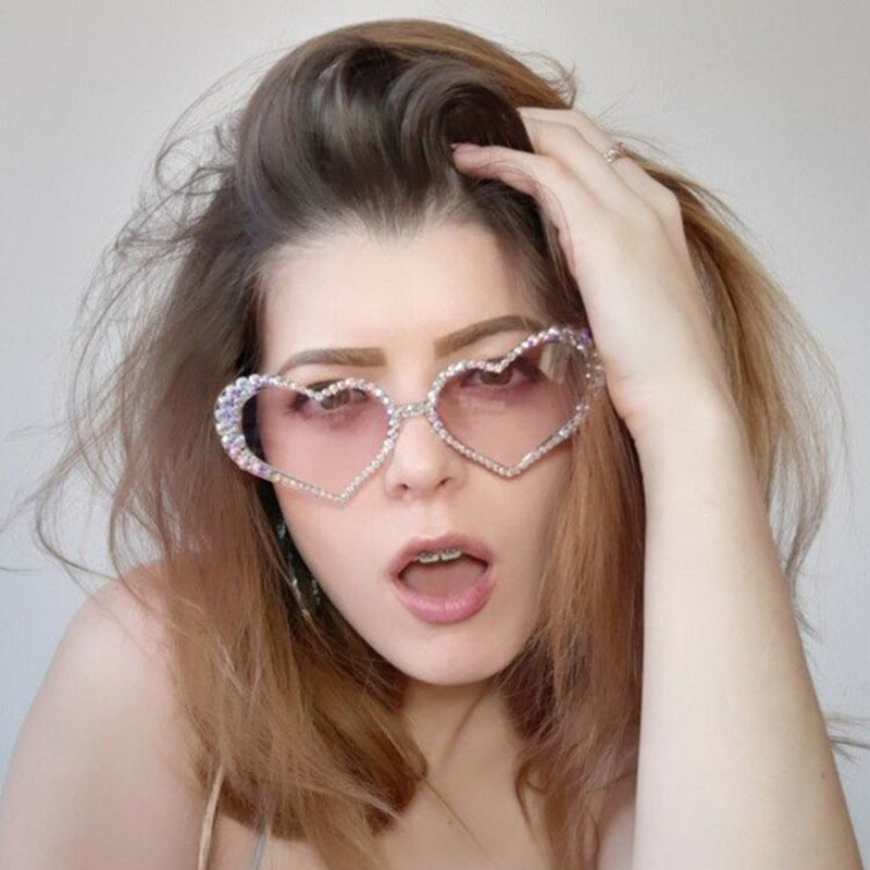Women's Heart-Shaped Sunglasses with Rhinestone-Embellished Frame Stornfield