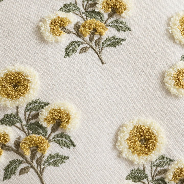 Tufted Floral Embroidered Decorative Throw Pillow Cover