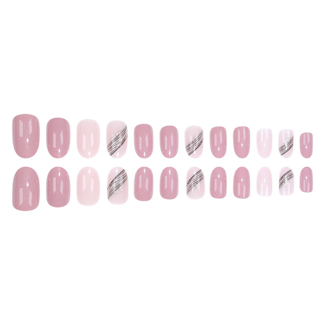 Elegant Long Almond-Shaped Press-On Nails with Gold Accents Stornfield