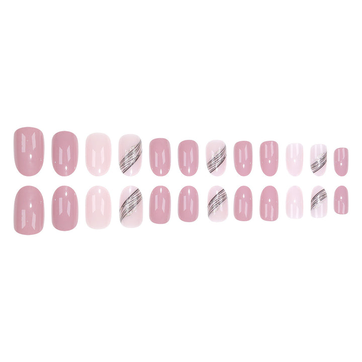 Elegant Long Almond-Shaped Press-On Nails with Gold Accents Stornfield