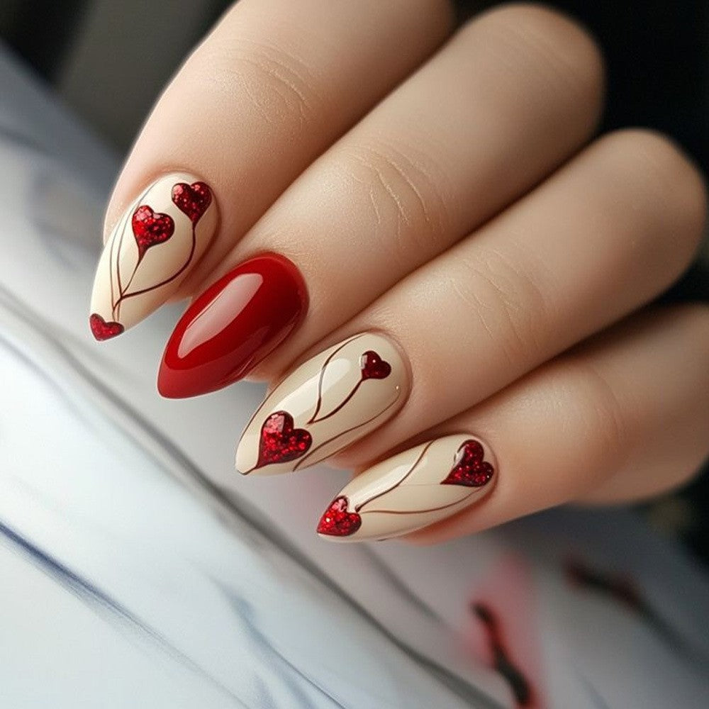 Artificial nails with Romantic Heart Design Stornfield