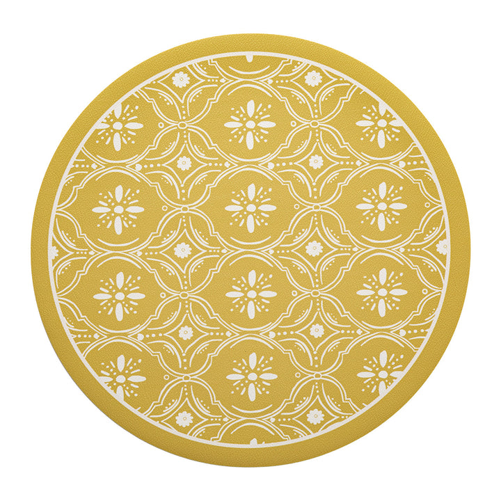 Round decorative rug with floral animal illustration and fine jacquard structure Stornfield