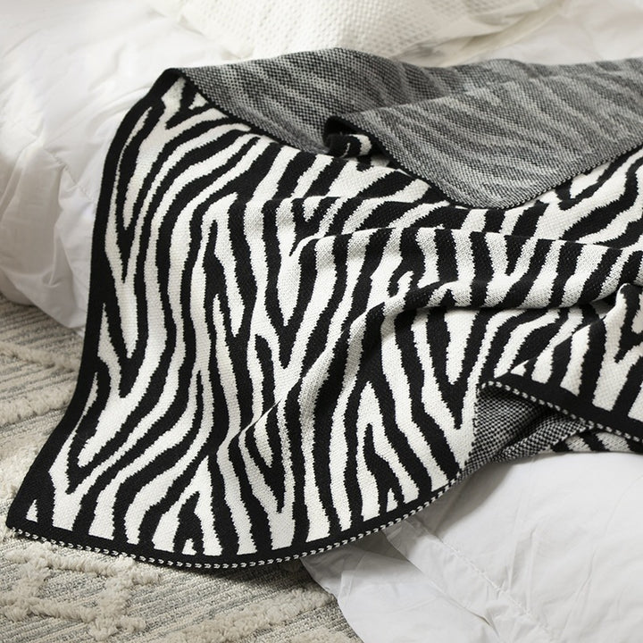 Luxurious Zebra Print Knit Blanket