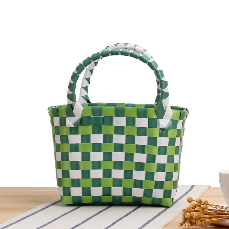 Handcrafted Tote Bag in Modern Check Pattern Stornfield