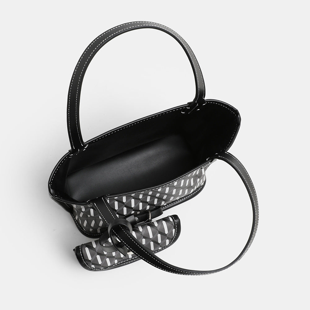 Versatile Geometric Patterned Tote Bag with Removable Pouch