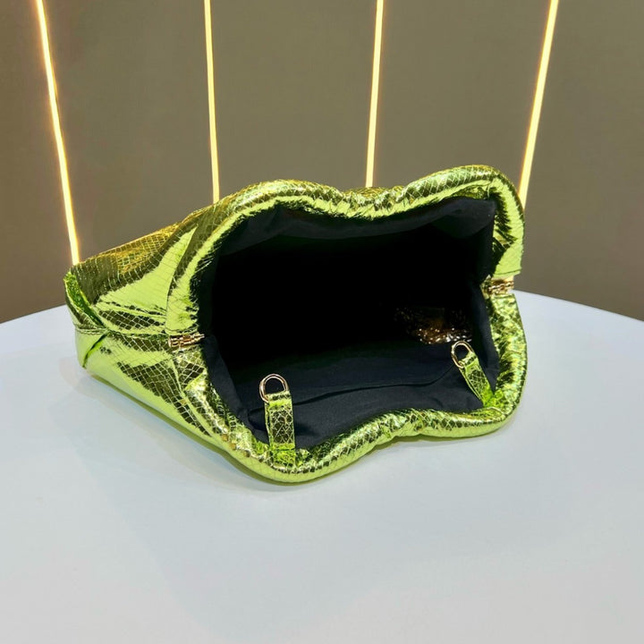 Metallic Gathered Clutch