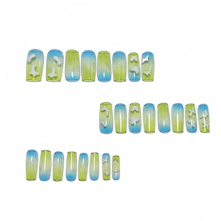 Artificial nails in summer style with butterfly design Stornfield