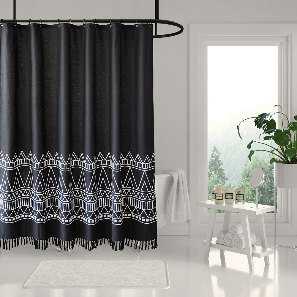 Geometric Fringe Shower Curtain Stornfield