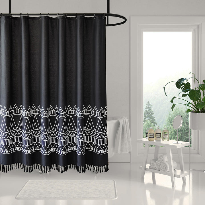 Geometric Fringe Shower Curtain Stornfield