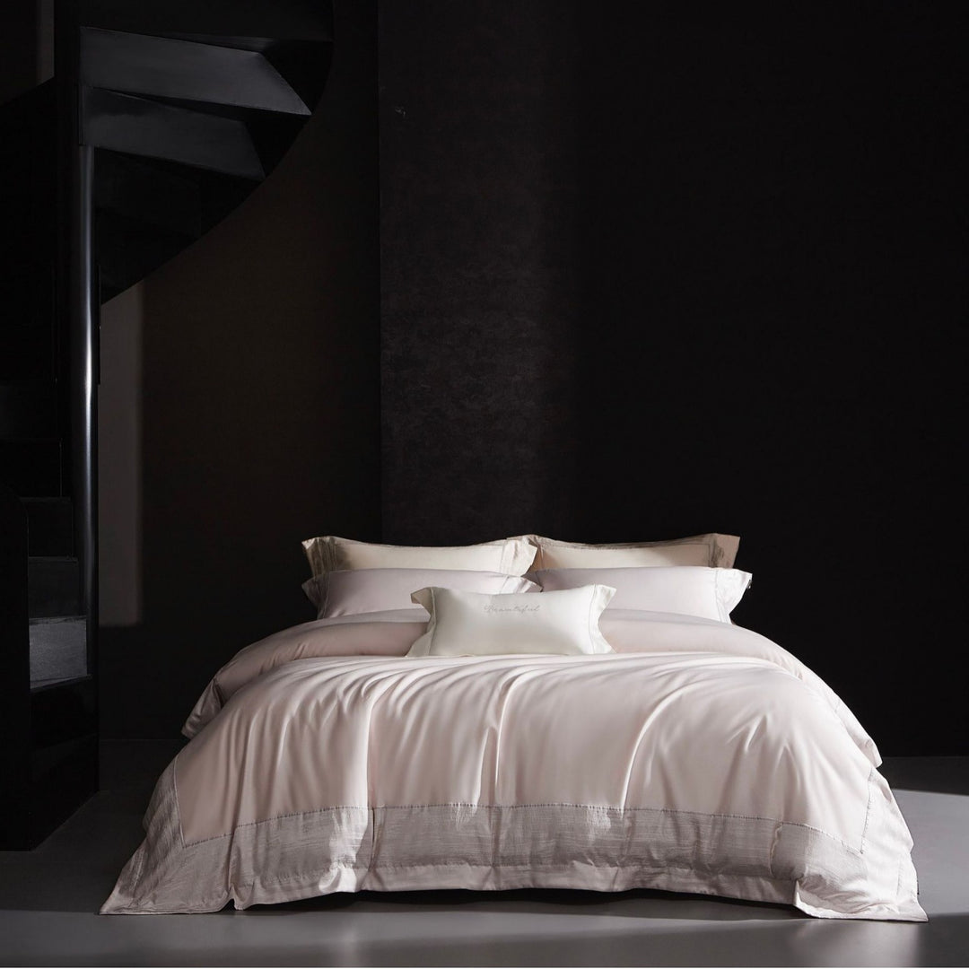 Luxury Sateen Duvet Cover Set with Silk-Feel Finish and Hemstitch Detail
