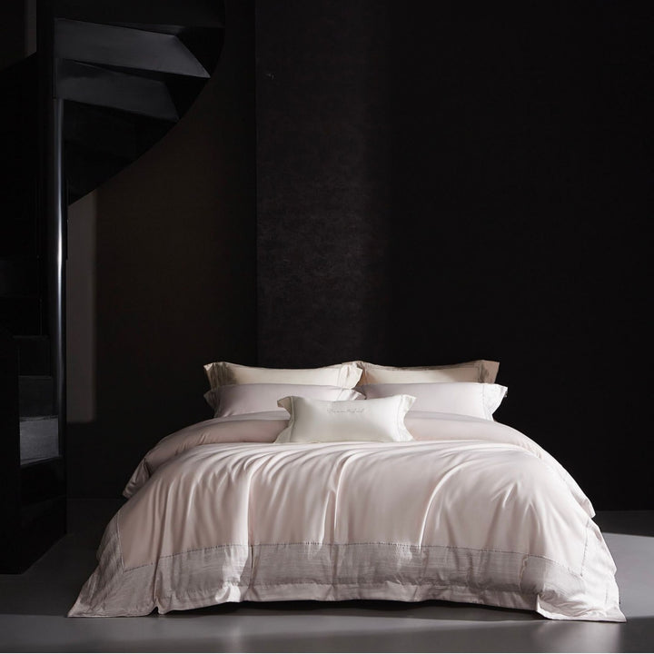 Luxury Sateen Duvet Cover Set with Silk-Feel Finish and Hemstitch Detail
