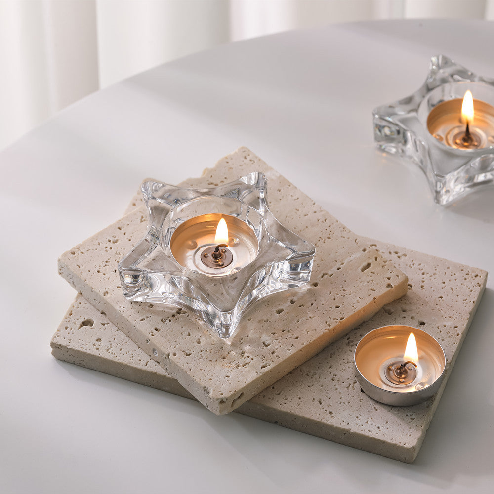 Star-Shaped Thick Crystal Glass Tealight Candle Holder Stornfield