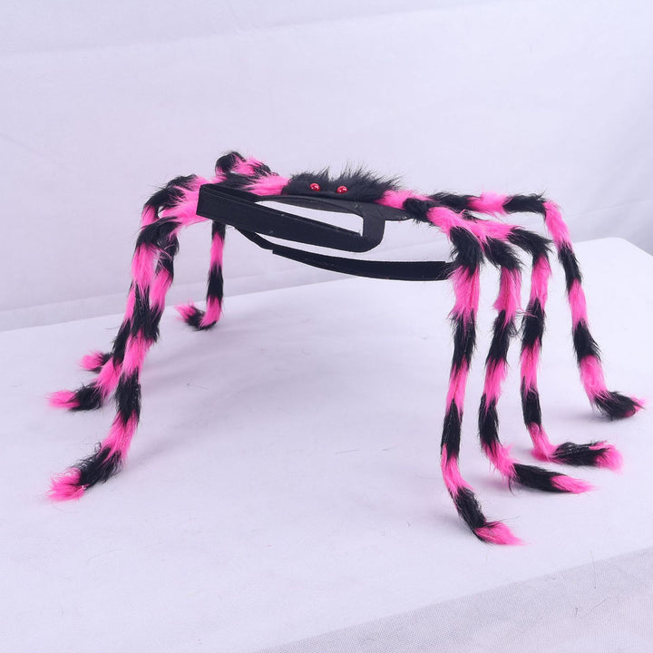 Costume headband with eight-legged plush spider and elastic headband