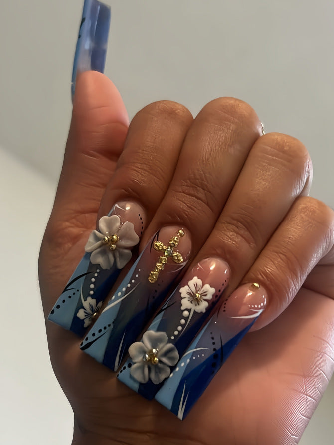 Decorative Long Press-On Nail Extensions Stornfield