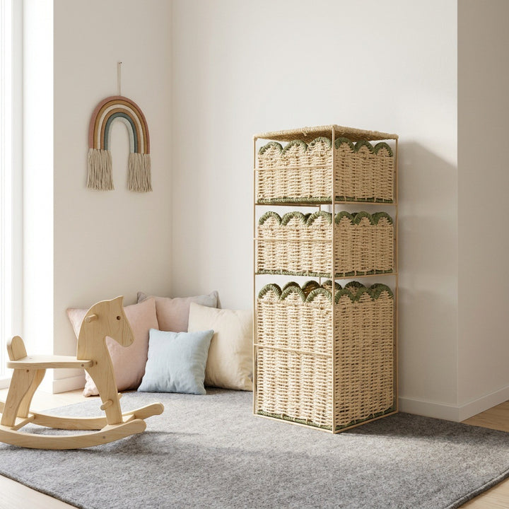 Stylish storage system with woven baskets Stornfield