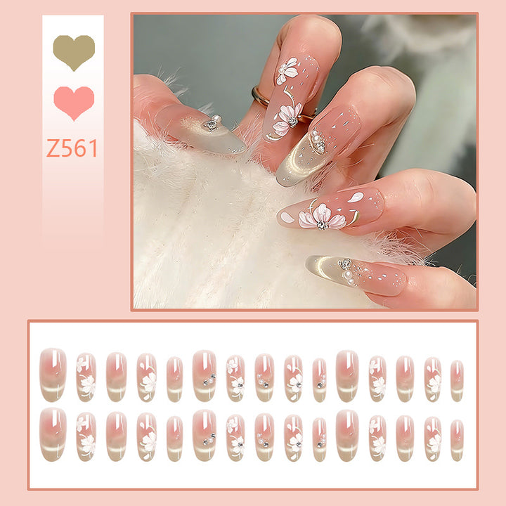 Artificial nail set with elegant floral accents Stornfield