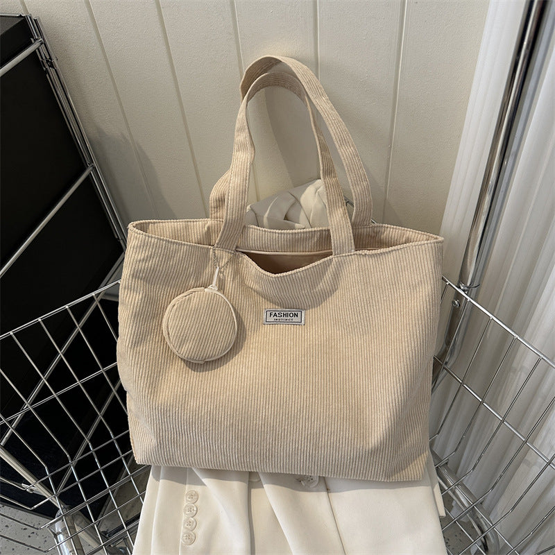 Stylish Corduroy Tote Bag
