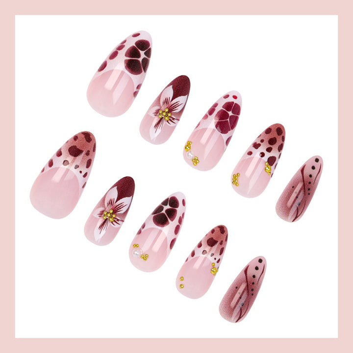 Acrylic nail set with floral and modern decorations Stornfield