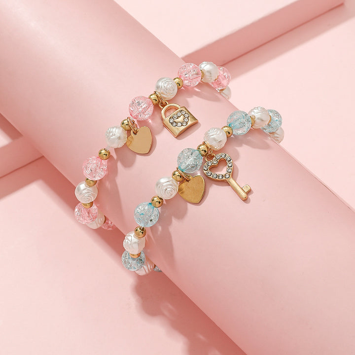 Playful bracelet set with heart and key design Stornfield
