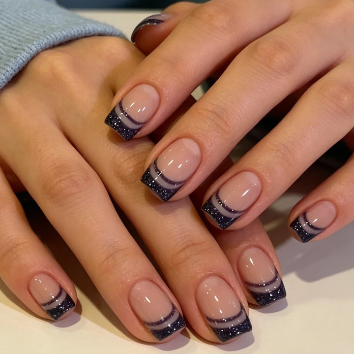 Elegant Glittery French Tip Nail Art Stornfield