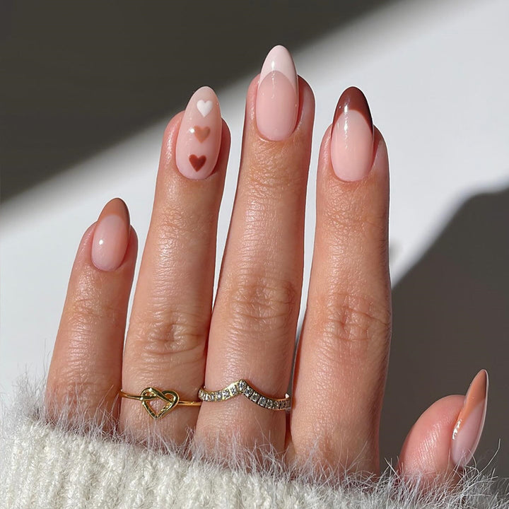 Artistic Heart-Embellished Press-On Nail Set Stornfield