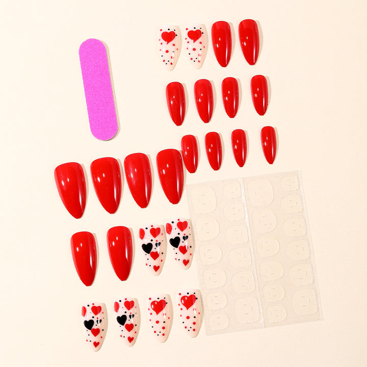 Heart-Themed Press-On Nail Art Set Stornfield