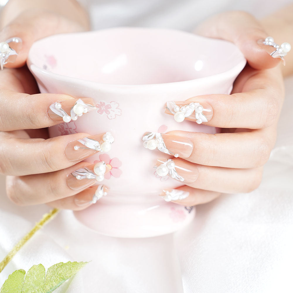 Pearl Embellished Press-On Nail Set Stornfield