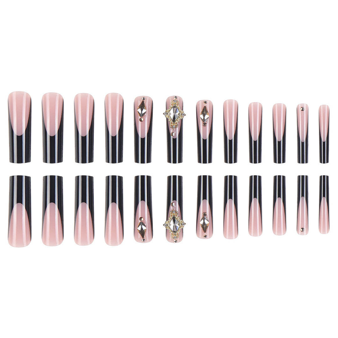 Elegant Stiletto Press-On Nail Extensions with Decorative Gems Stornfield
