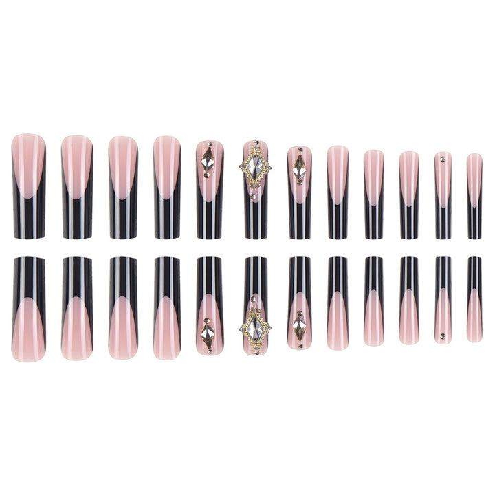 Elegant Stiletto Press-On Nail Extensions with Decorative Gems Stornfield