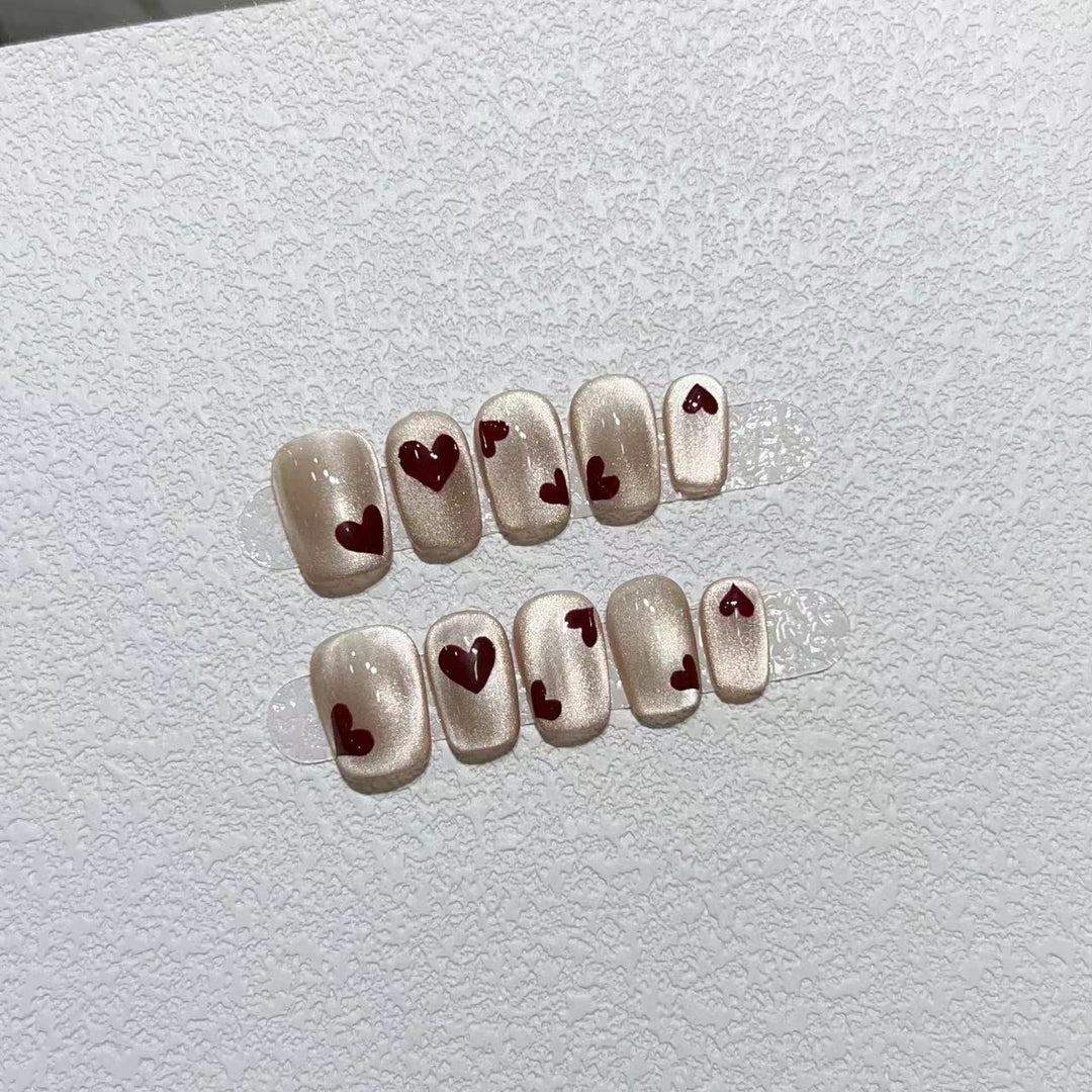 Heart-Patterned Press-On Nail Art Set Stornfield