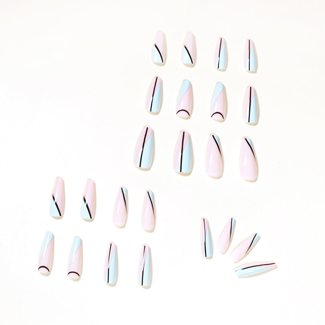 Artistic acrylic nails with geometric design Stornfield