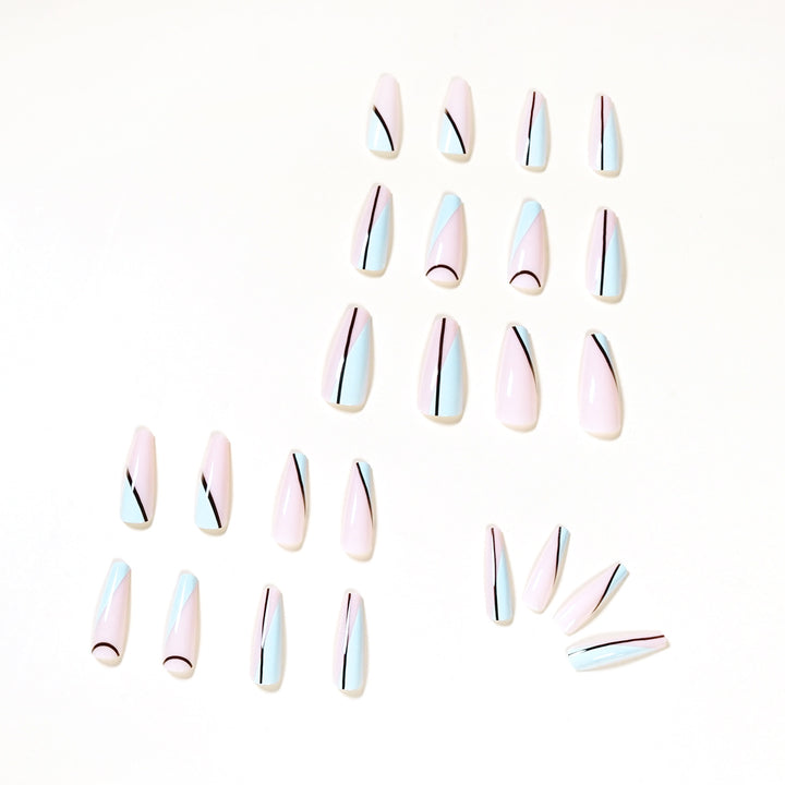 Artistic acrylic nails with geometric design Stornfield