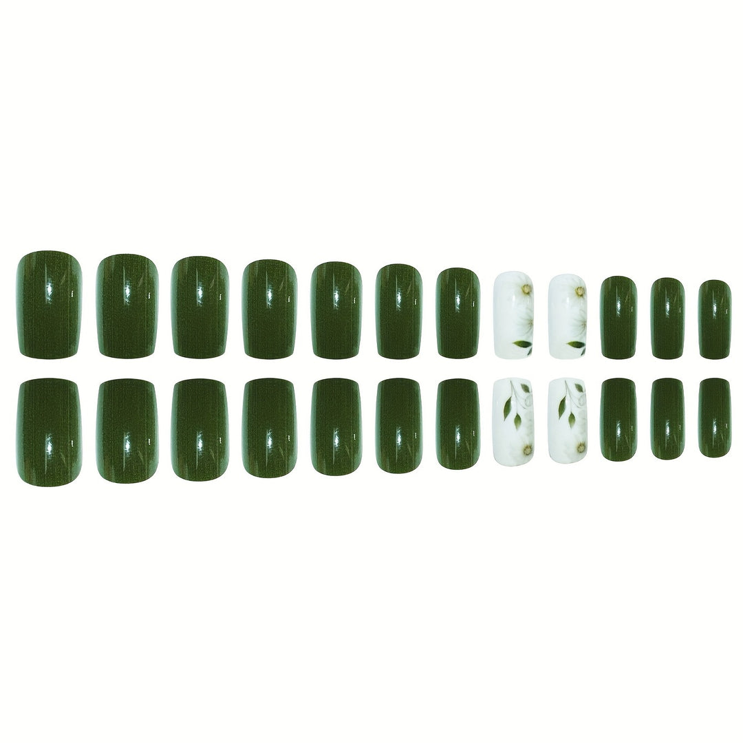 Elegant Floral Embellished Press-On Nail Set Stornfield