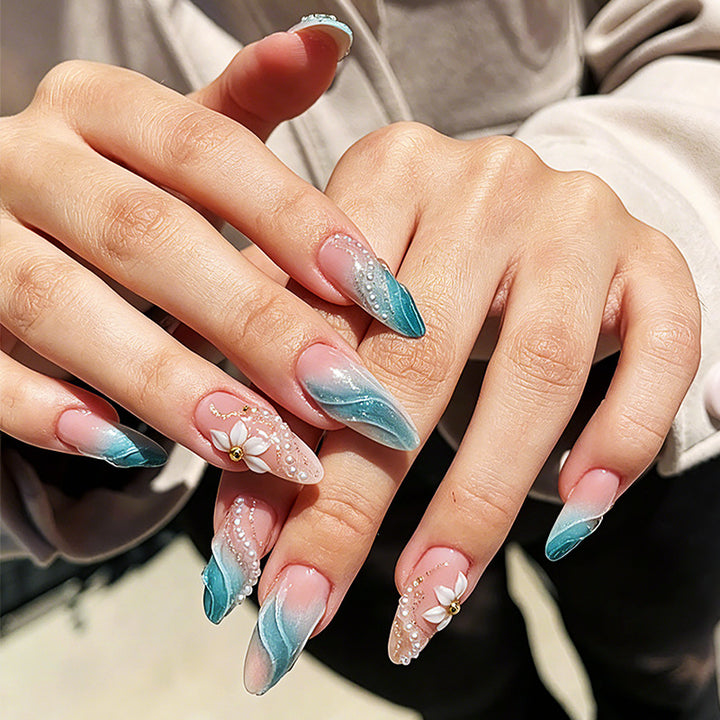 Decorative Press-On Nail Art Set with Premium Floral Designs Stornfield