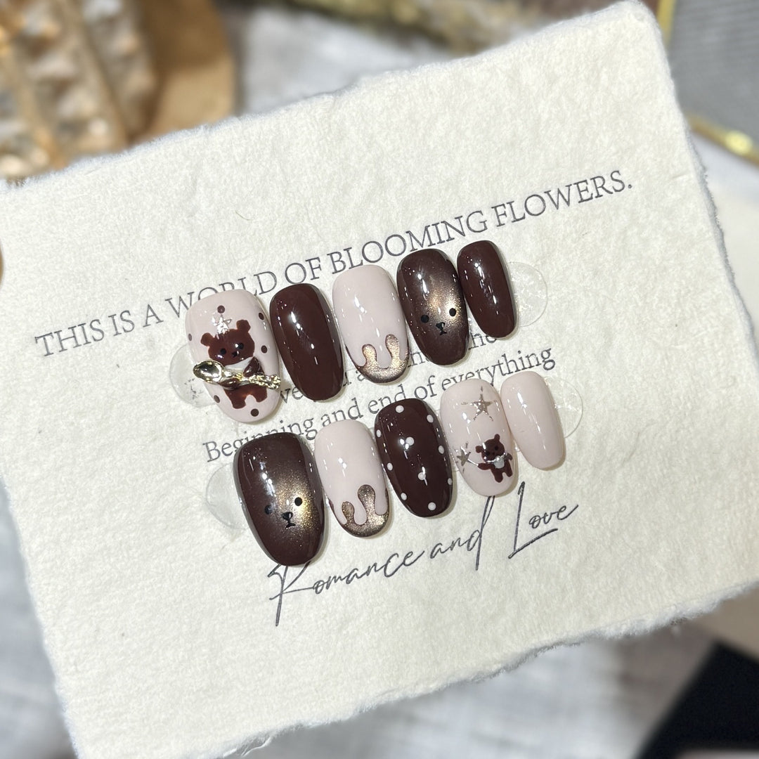 Whimsical Animal-Themed Press-On Nail Art Set Stornfield