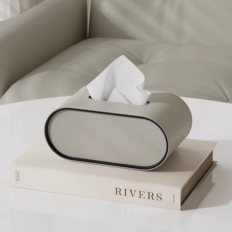 TissuLuxe Oval – Leather Tissue Box Cover for Living Room, Car & Office | Stornfield