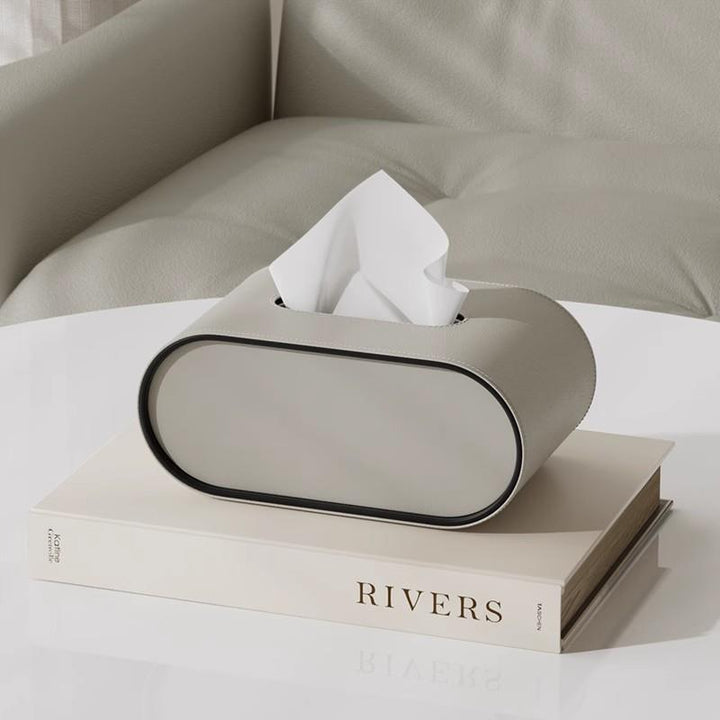 TissuLuxe Oval – Leather Tissue Box Cover for Living Room, Car & Office | Stornfield
