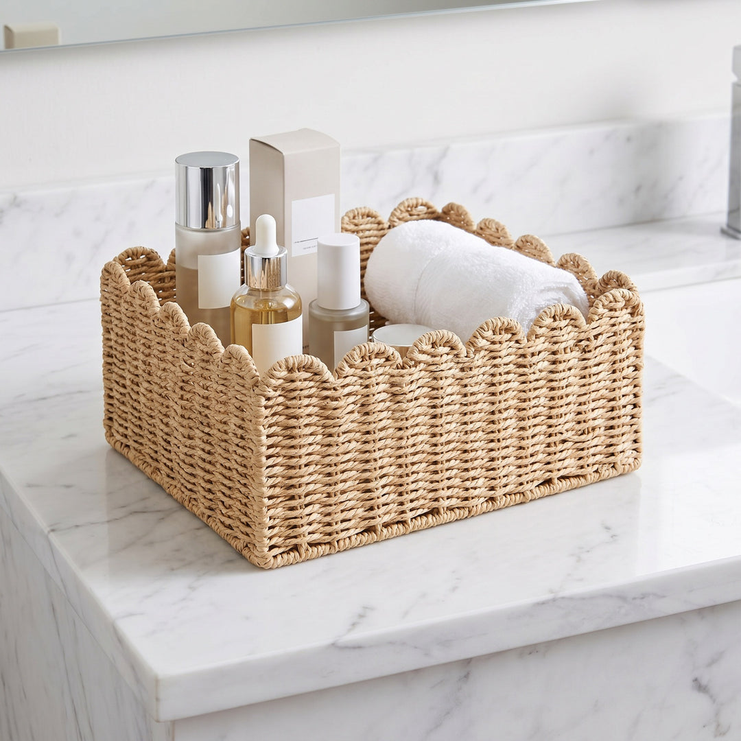 Scalloped Woven Storage Basket Stornfield