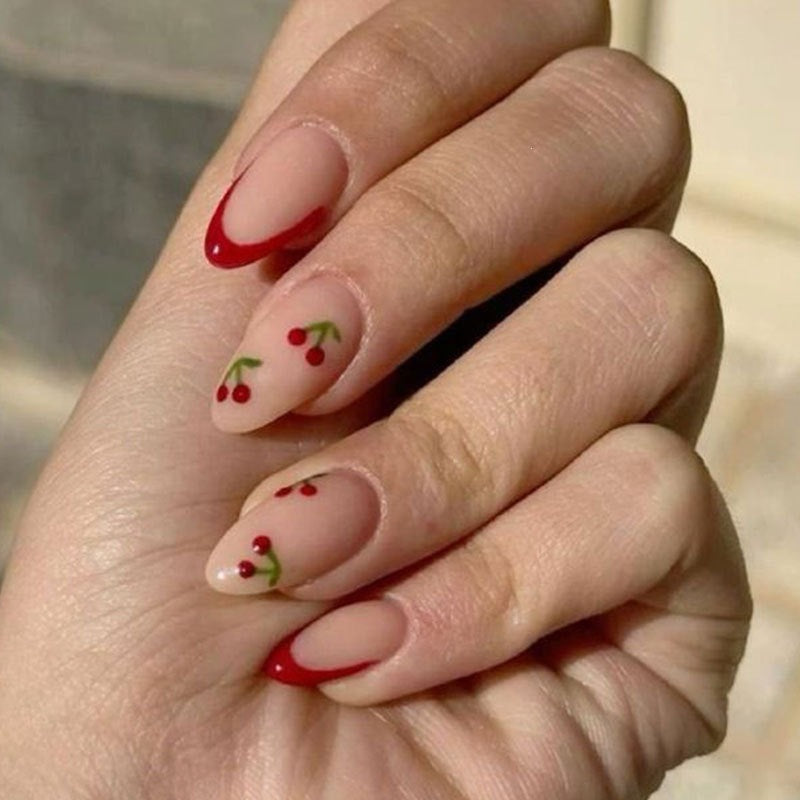 Cherry Blossom Themed Press-On Nail Art